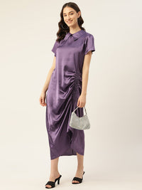 Thumbnail for Rue Collection Peter Pan Collar Satin Maxi Dress - RueCollections