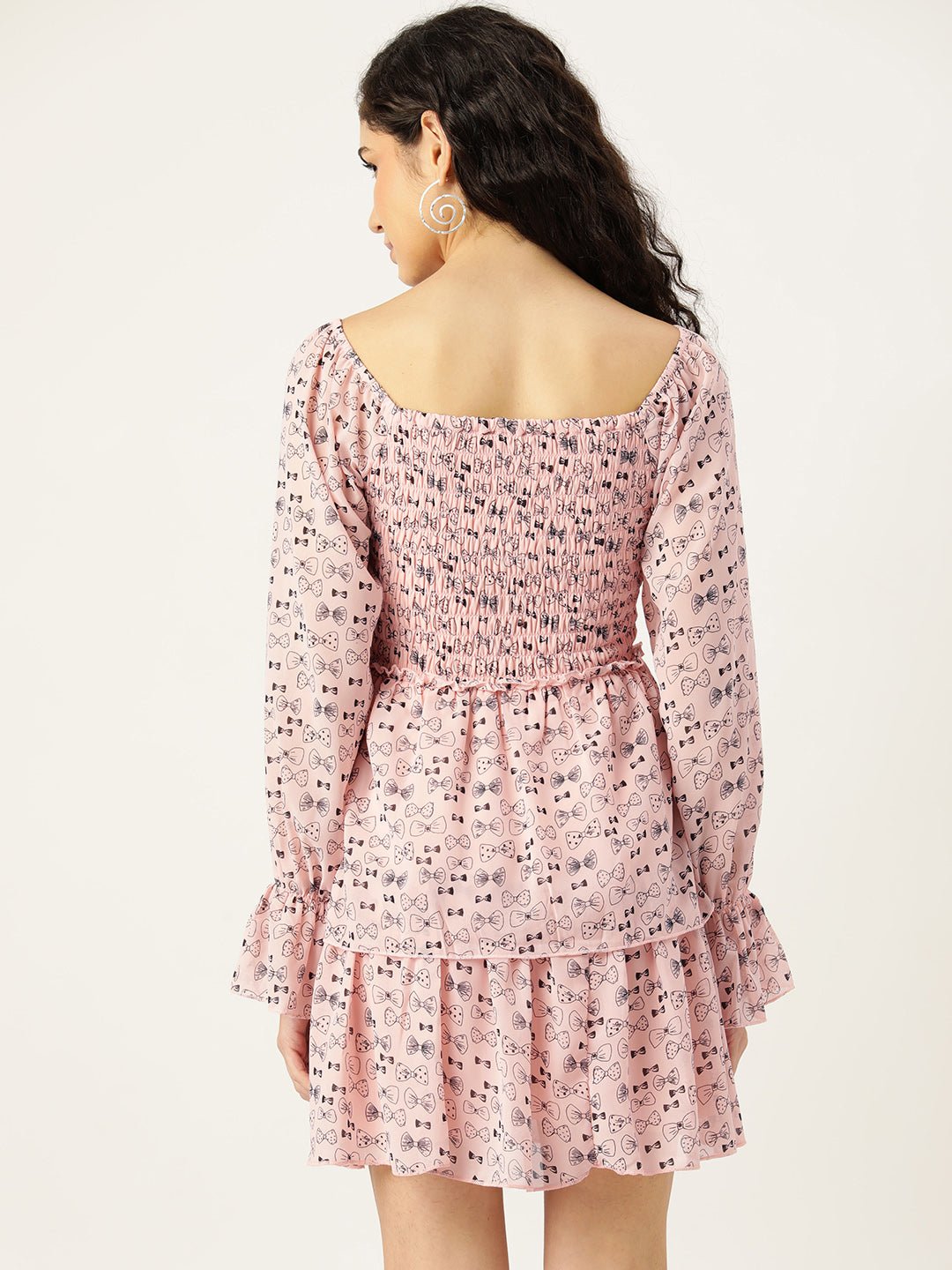 Rue Collection Print Bishop Sleeves Chiffon A - Line Dress - RueCollections