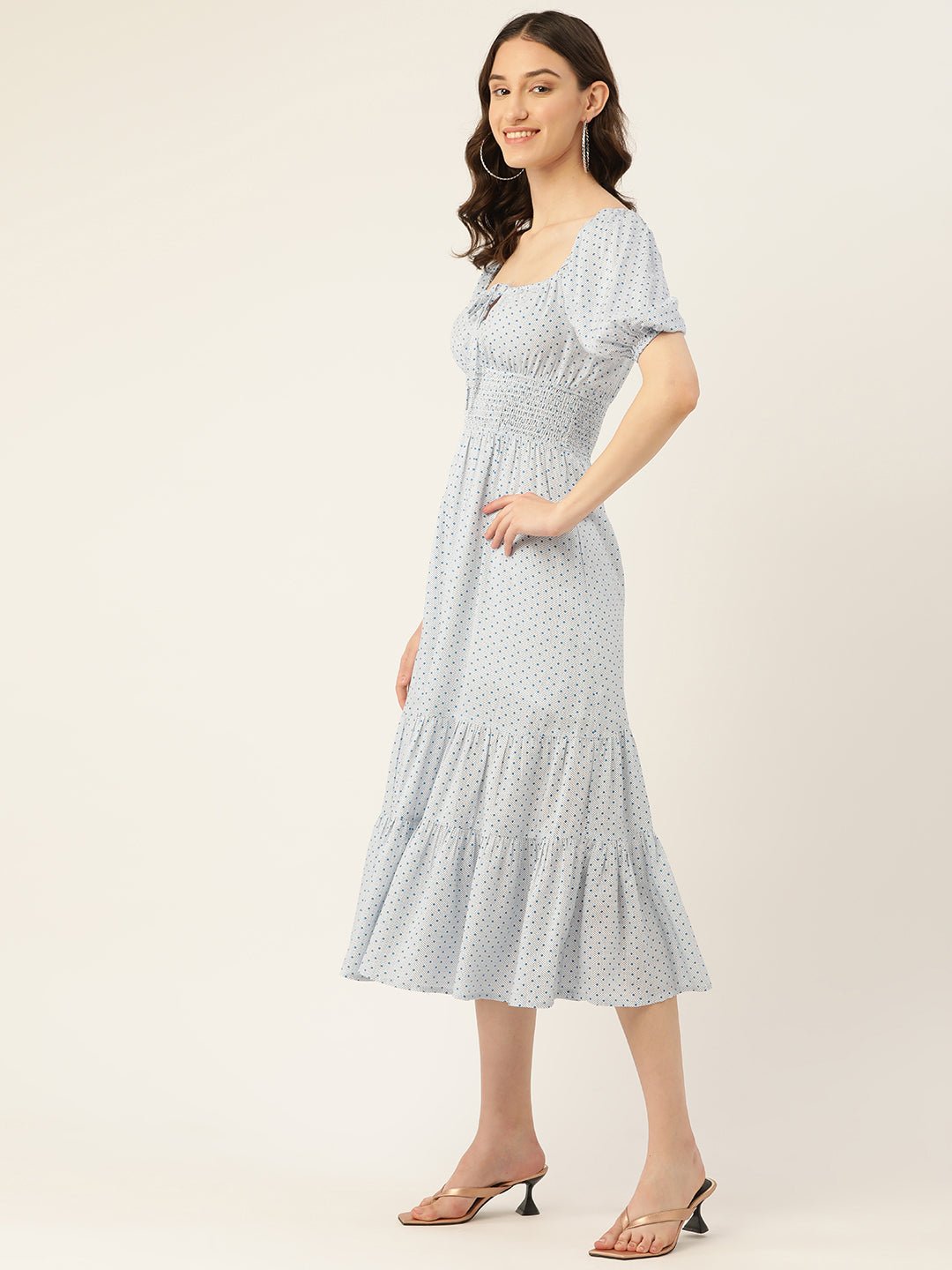 Rue Collection Smocked Tiered Fit & Flare Midi Dress - RueCollections