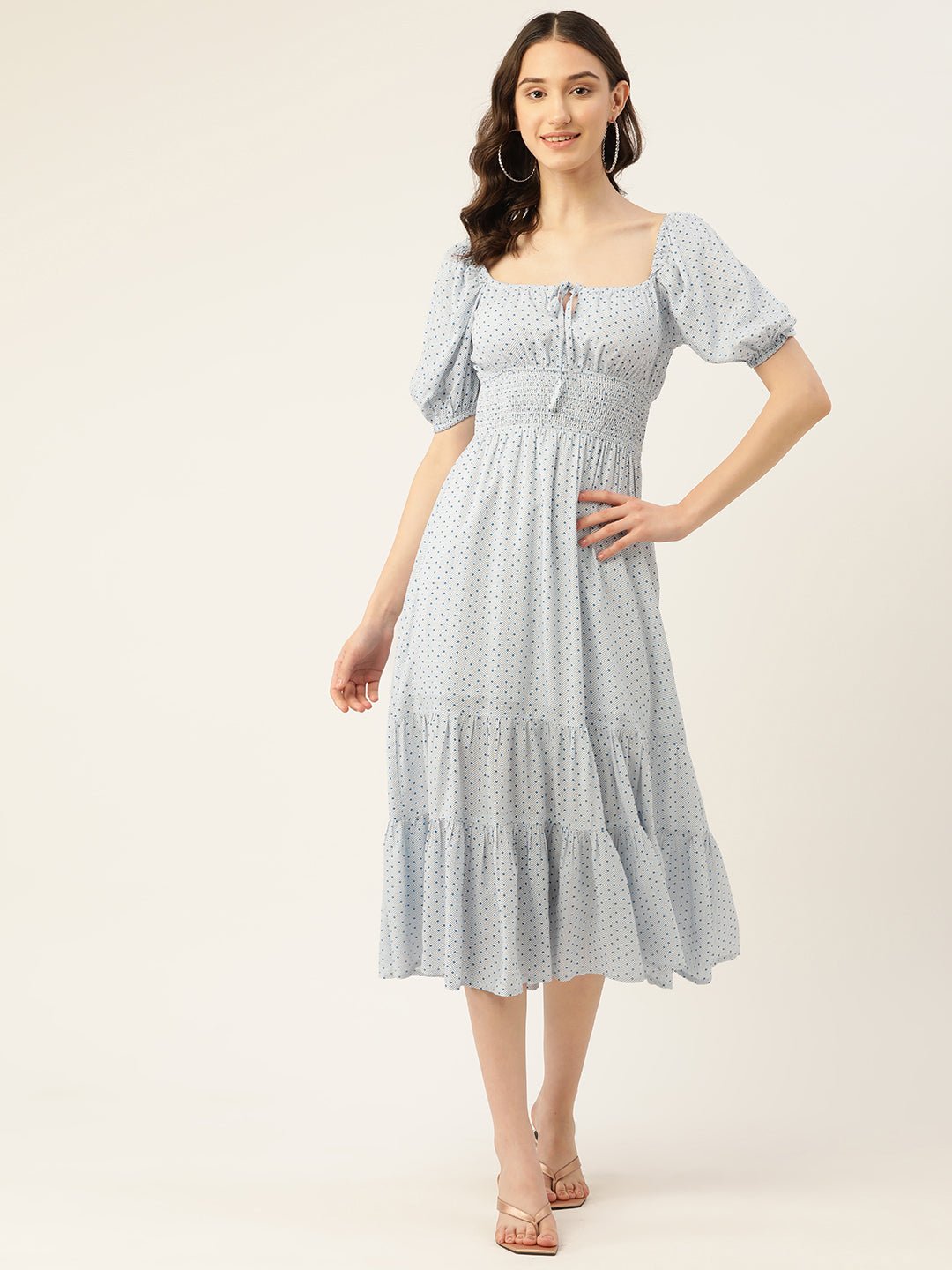 Rue Collection Smocked Tiered Fit & Flare Midi Dress - RueCollections