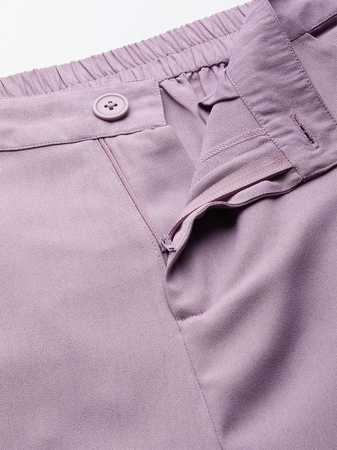 Rue Collection Women Lavender Relaxed Loose Fit High - Rise Trousers - RueCollections