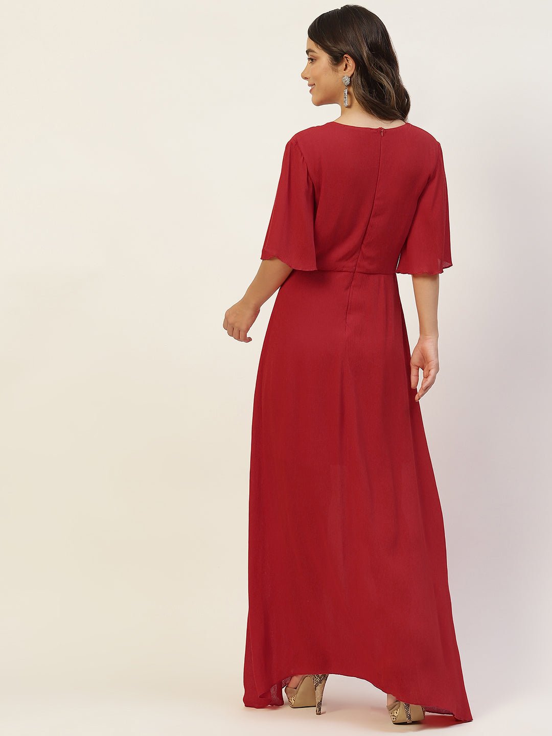 Rust Crepe Maxi Dress - RueCollections