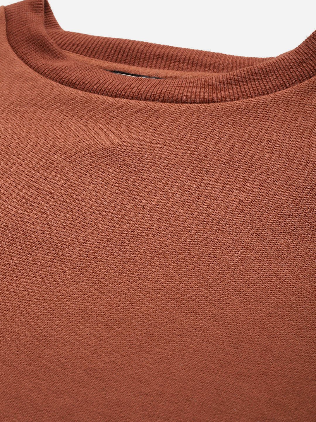 Rust solid Fleece Sweatshirt - RueCollections