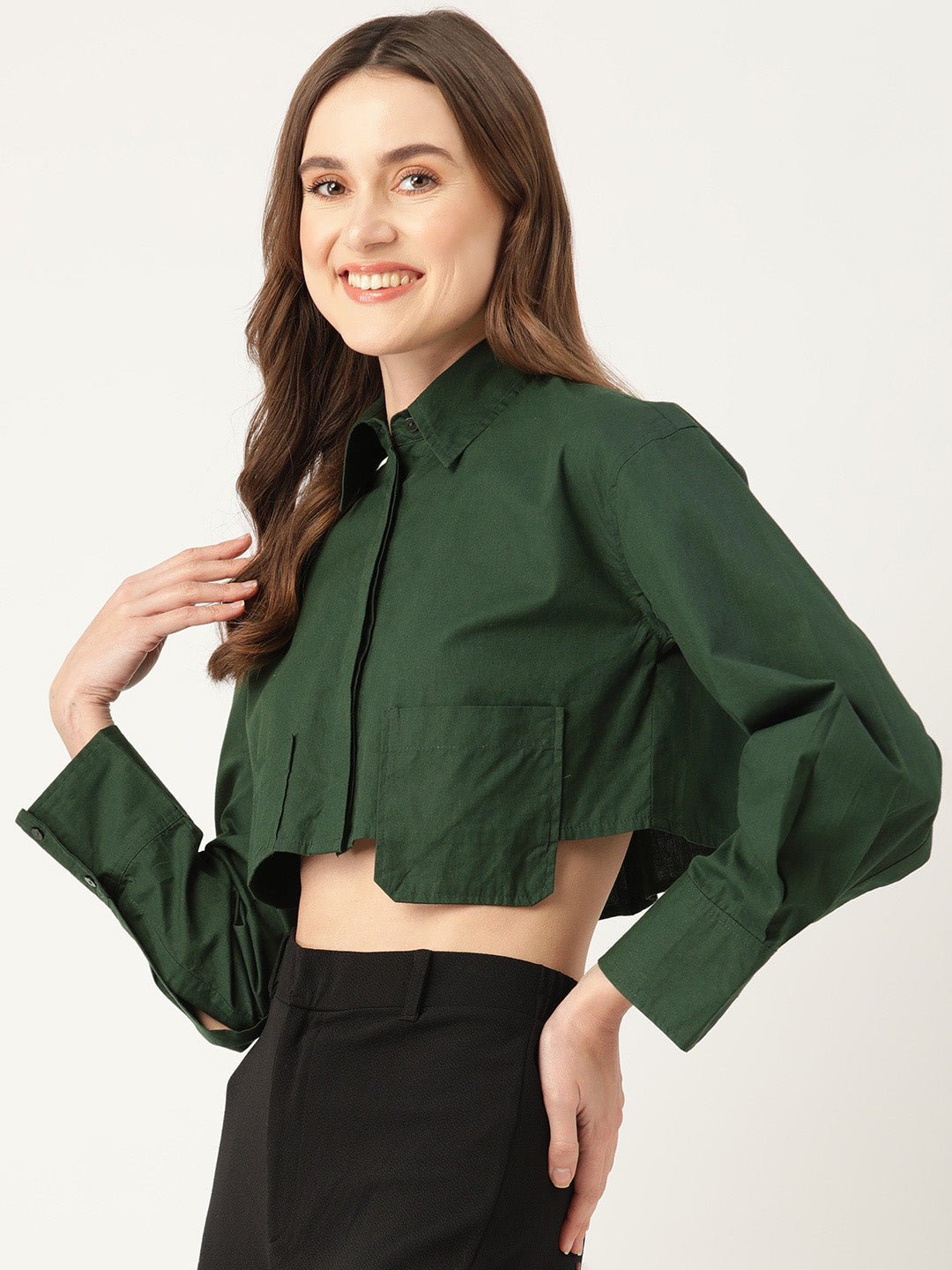 Shirt Style Crop Top - RueCollections