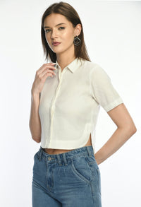 Thumbnail for Short Sleeves Cropped Shirt - RueCollections