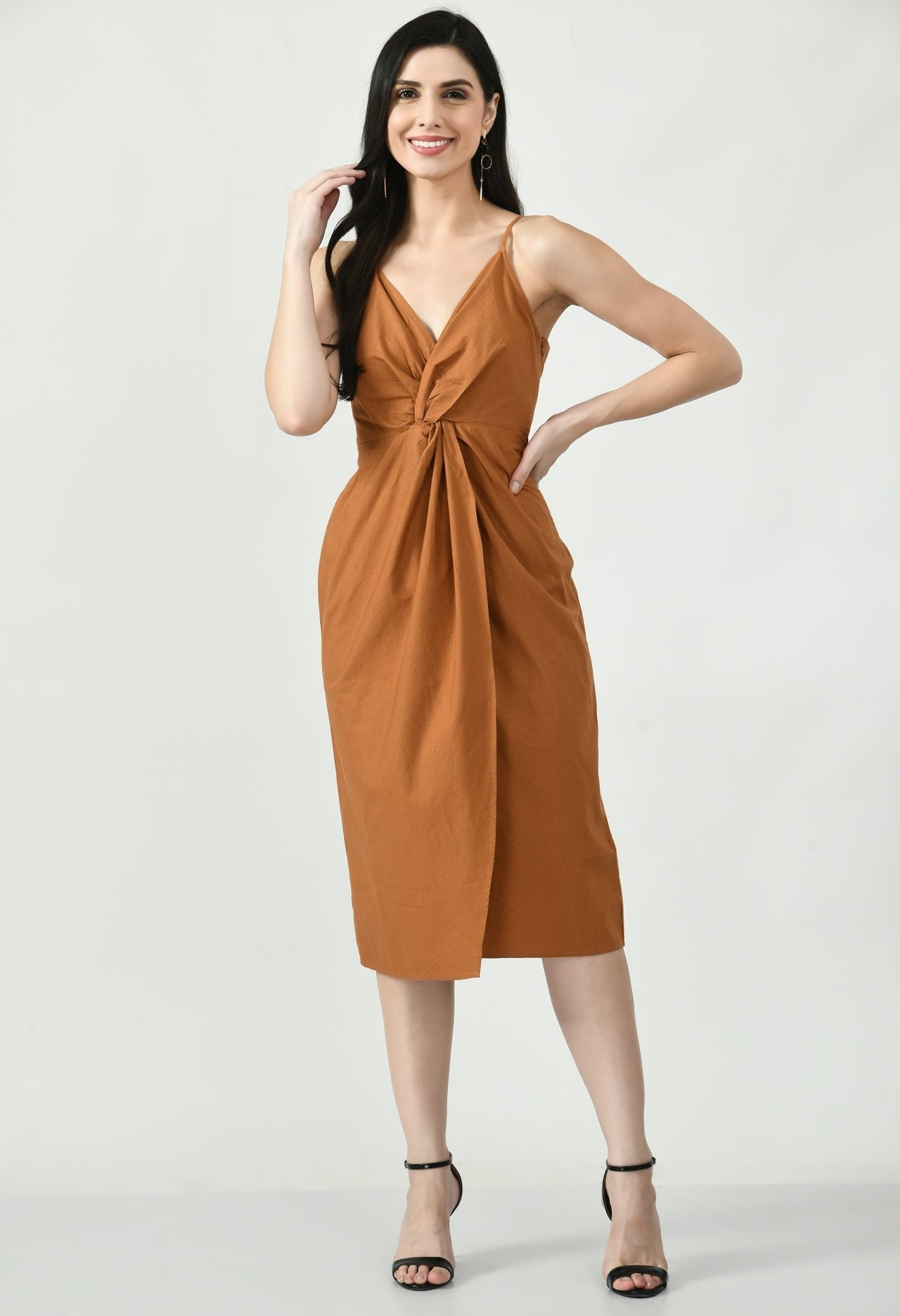 Sleeveless Dress With Back Tie - RueCollections