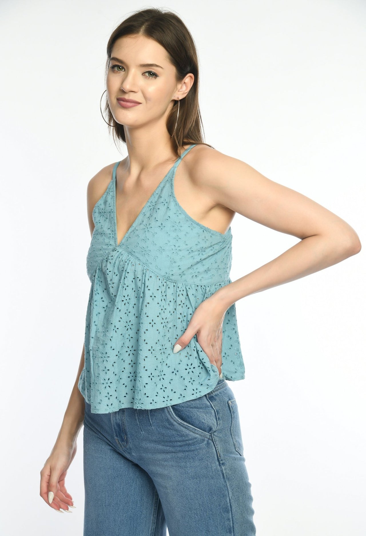 Sleeveless Schiffli Top - RueCollections