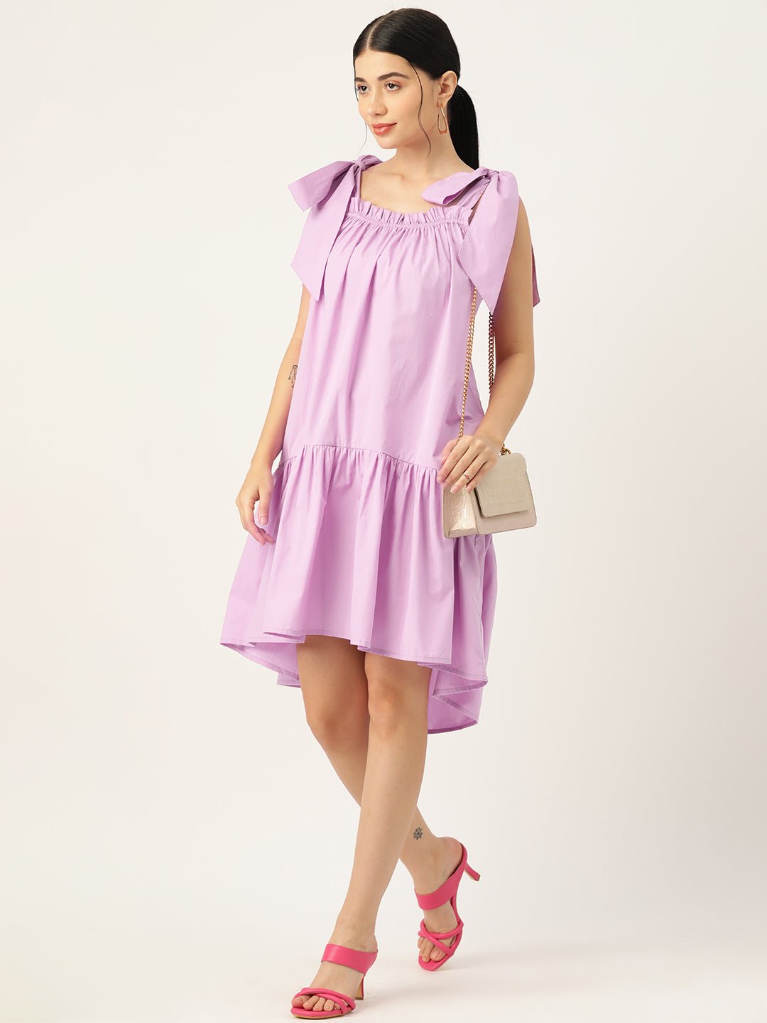 Solid Cotton A - line Dress - RueCollections