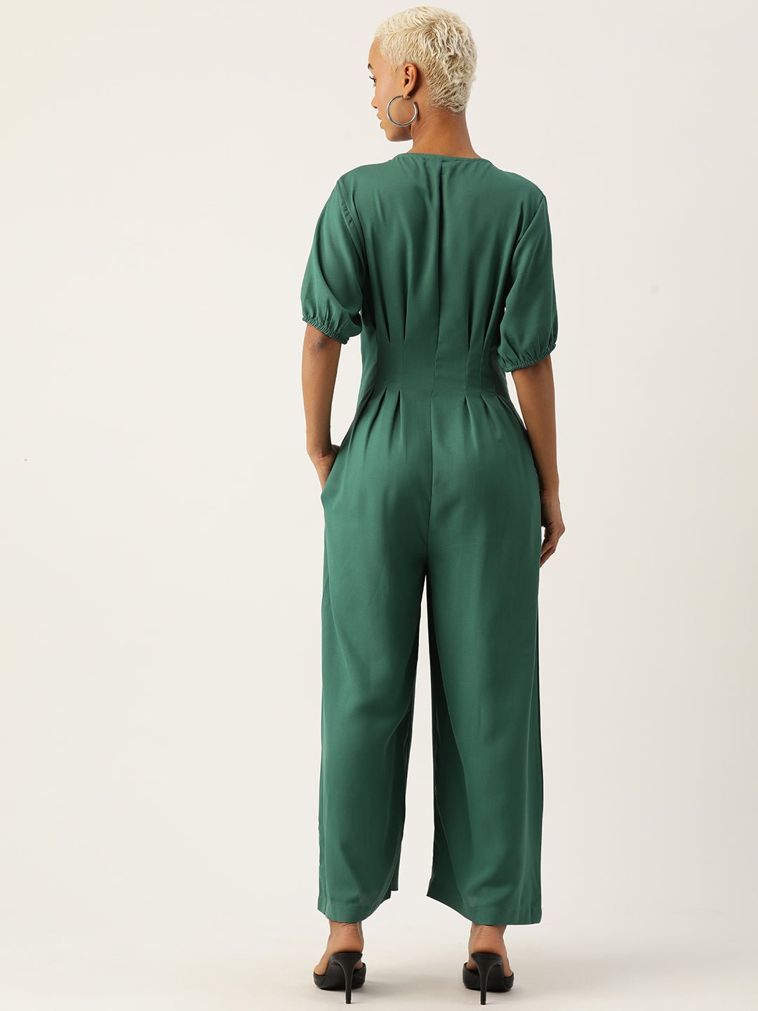 Solid Front Open Basic Jumpsuit - RueCollections