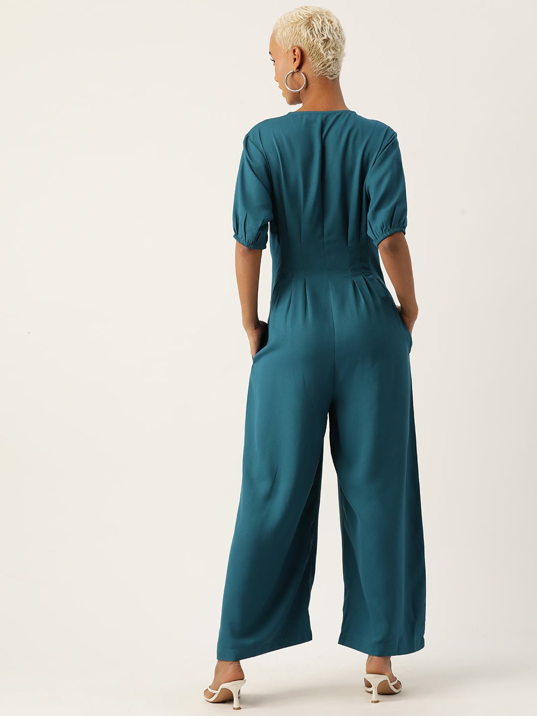 Solid Front Open Basic Jumpsuit - RueCollections