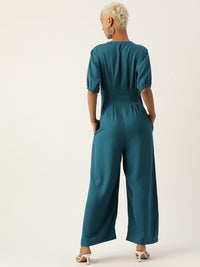 Thumbnail for Solid Front Open Basic Jumpsuit - RueCollections