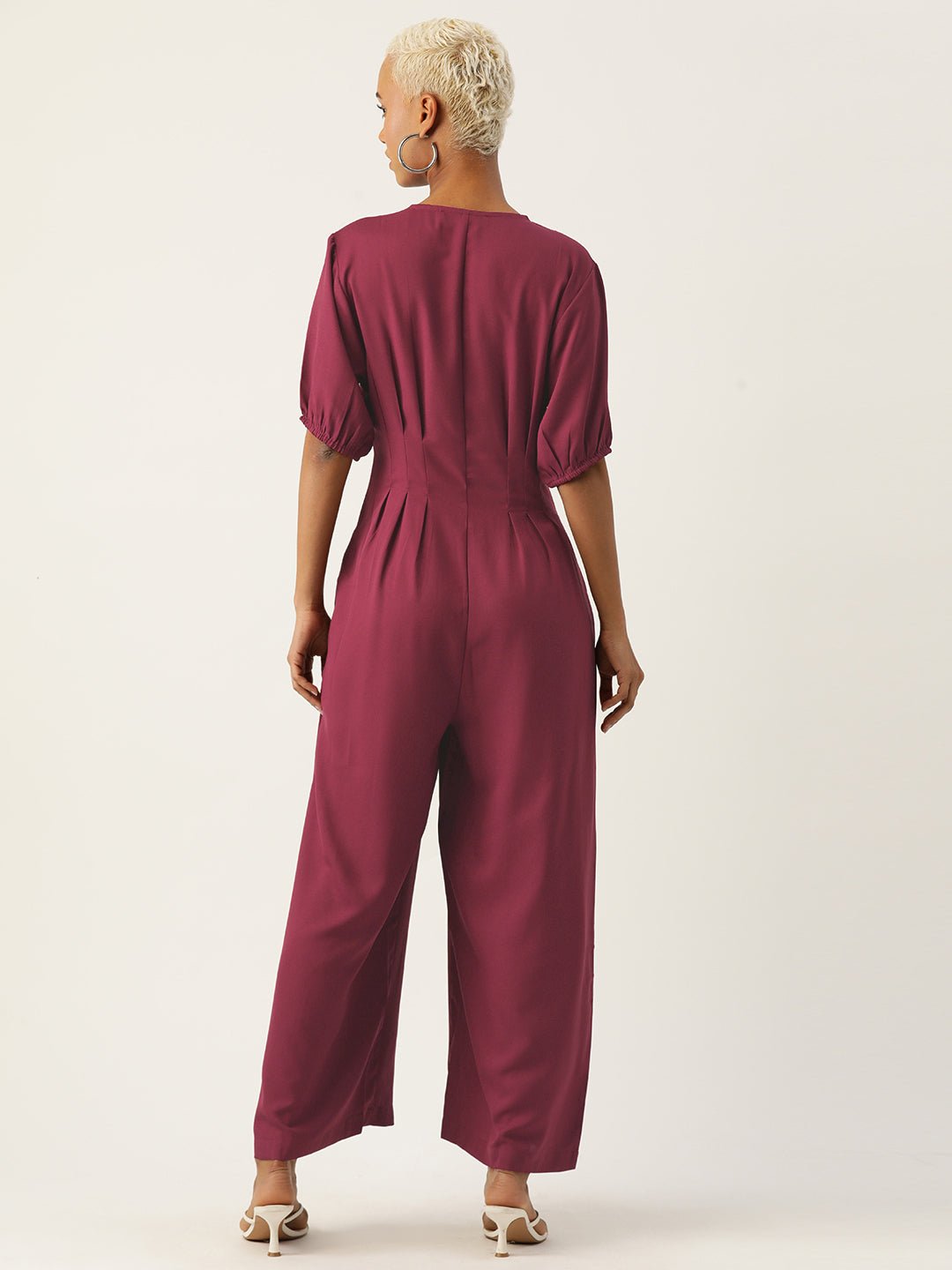 Solid Front Open Basic Jumpsuit - RueCollections