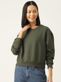 Thumbnail for Solid Olive Green Sweatshirt - RueCollections