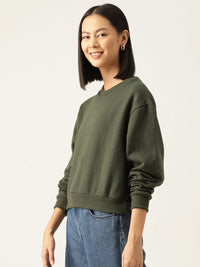 Thumbnail for Solid Olive Green Sweatshirt - RueCollections