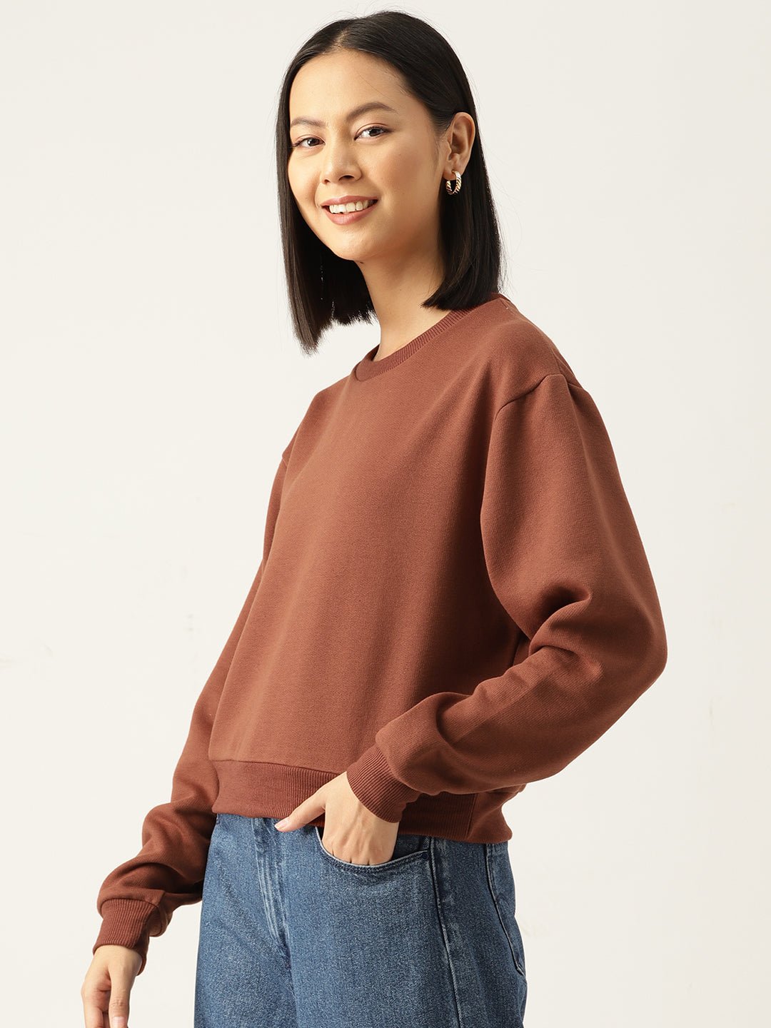 Solid Rust Sweatshirt - RueCollections