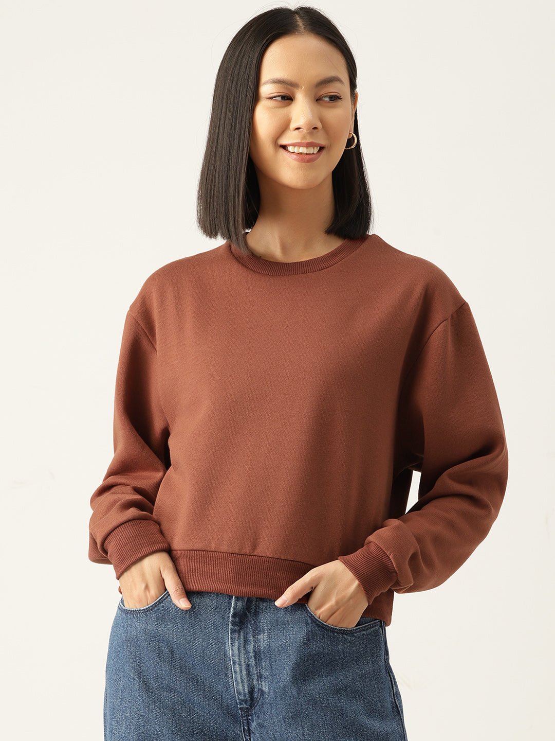 Solid Rust Sweatshirt - RueCollections