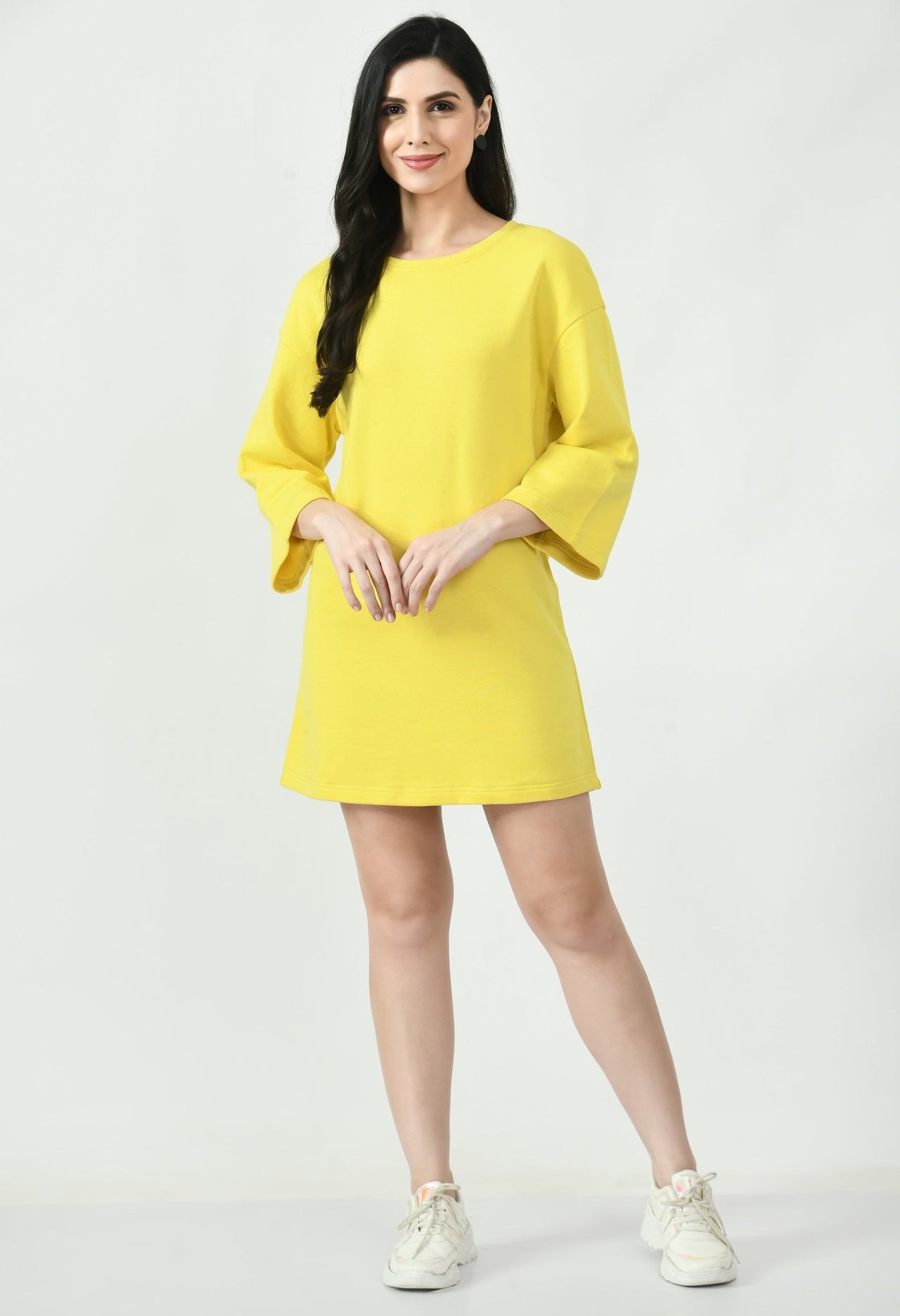 Solid T-shirt Dress - RueCollections