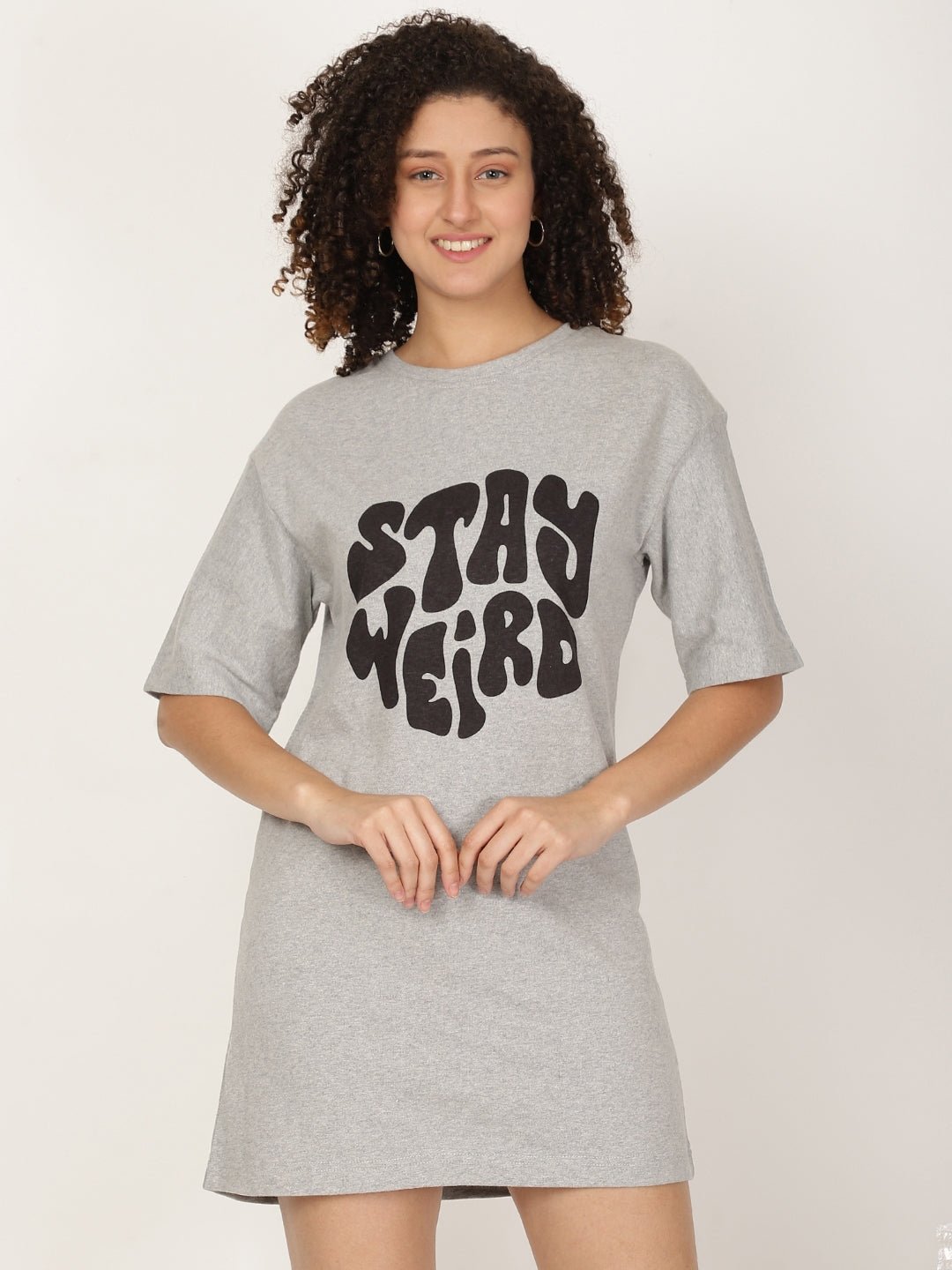 Stay Weird Typography T-shirt Dress - RueCollections