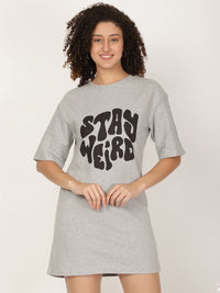 Thumbnail for Stay Weird Typography T-shirt Dress - RueCollections