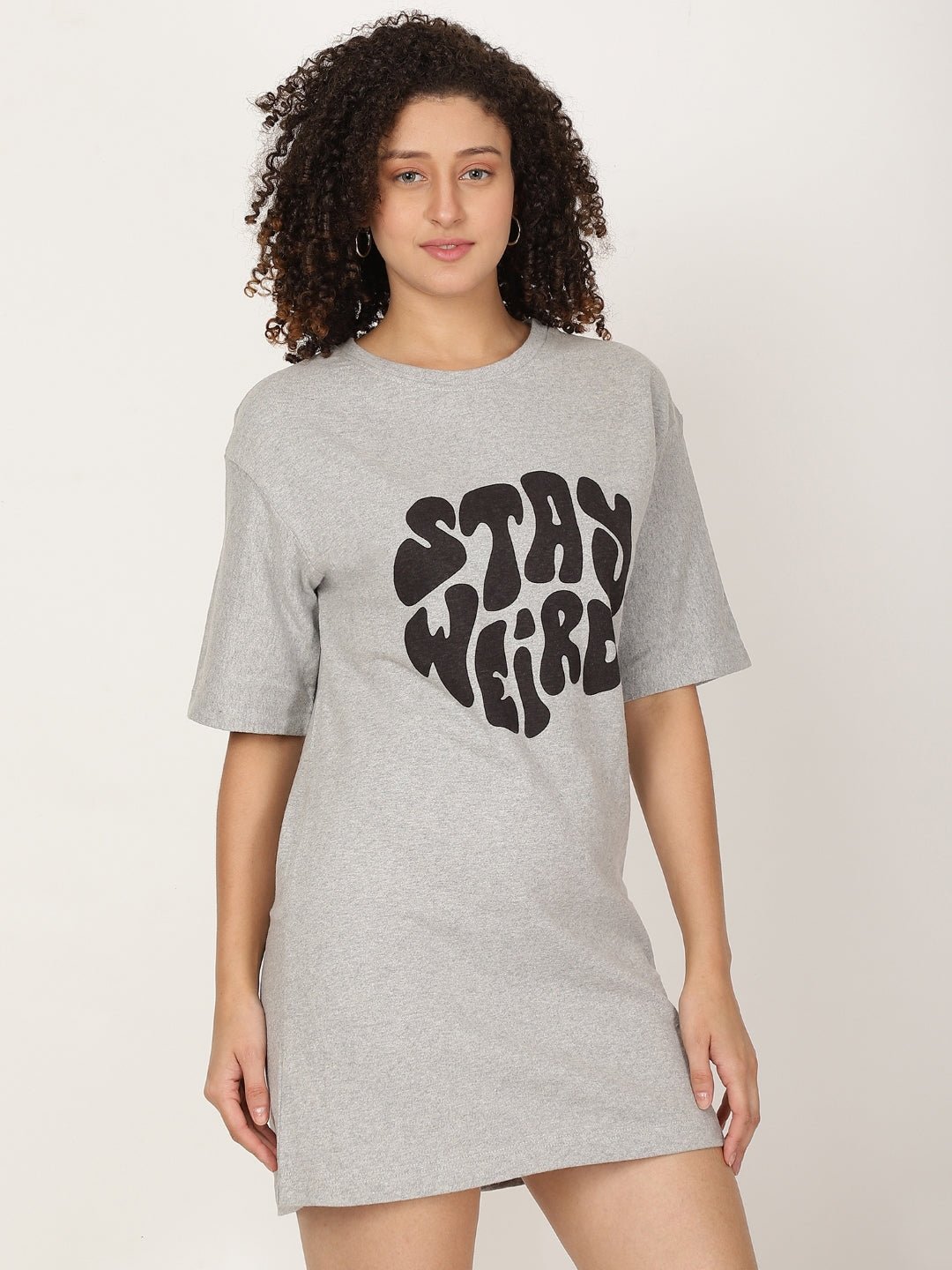 Stay Weird Typography T-shirt Dress - RueCollections