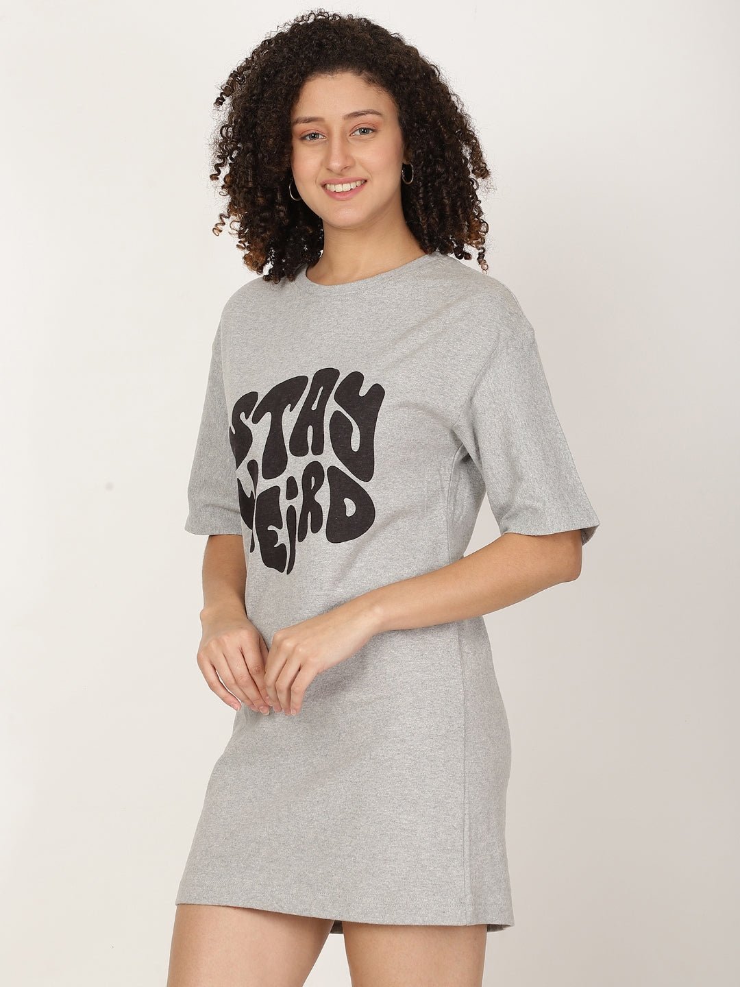 Stay Weird Typography T-shirt Dress - RueCollections