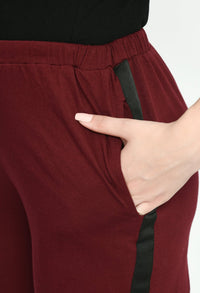 Thumbnail for Straight Leg Joggers With Contrast Side Twill Tape - RueCollections