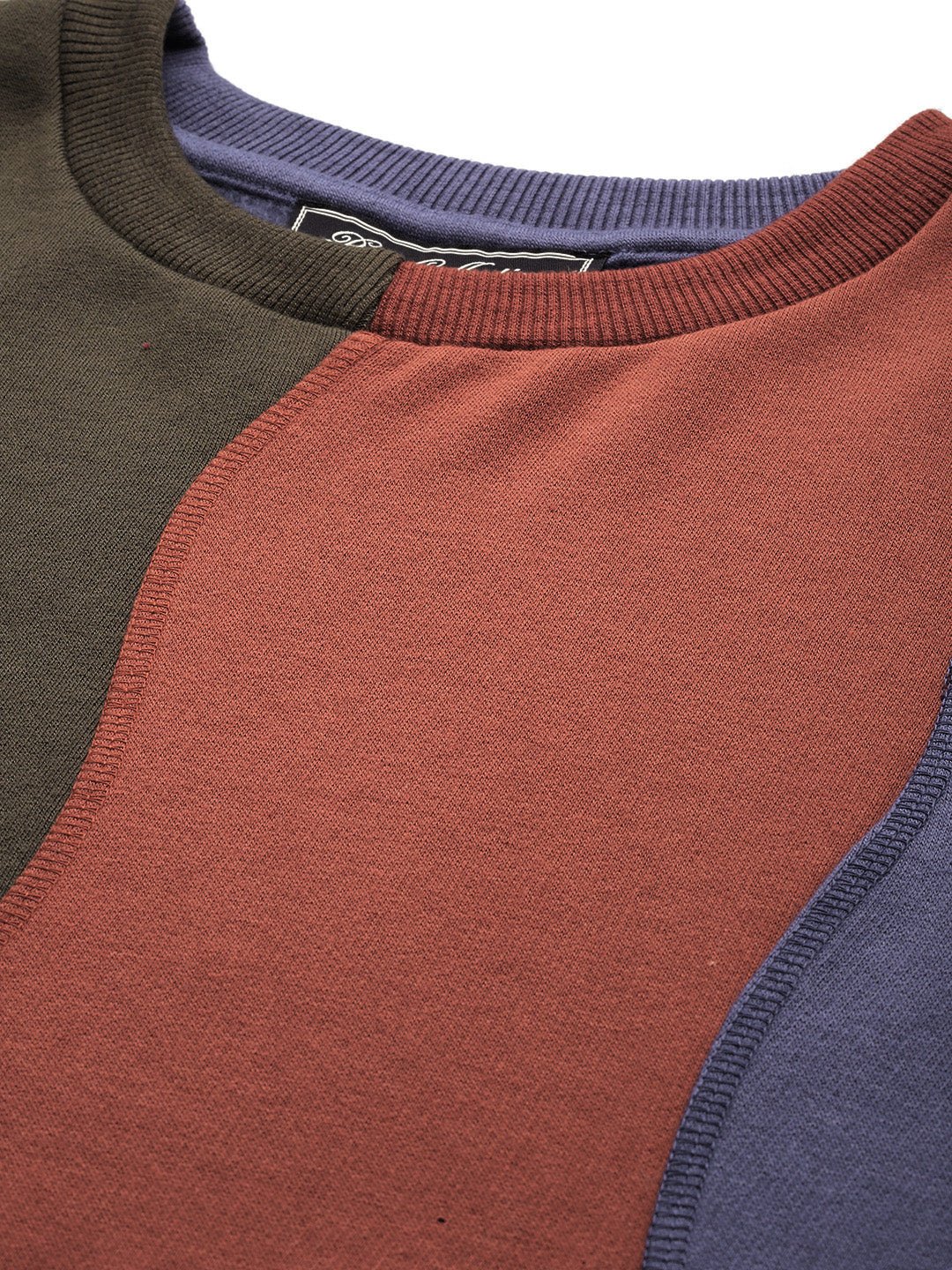 Striped Colour Blocked Fleece Sweatshirt - RueCollections