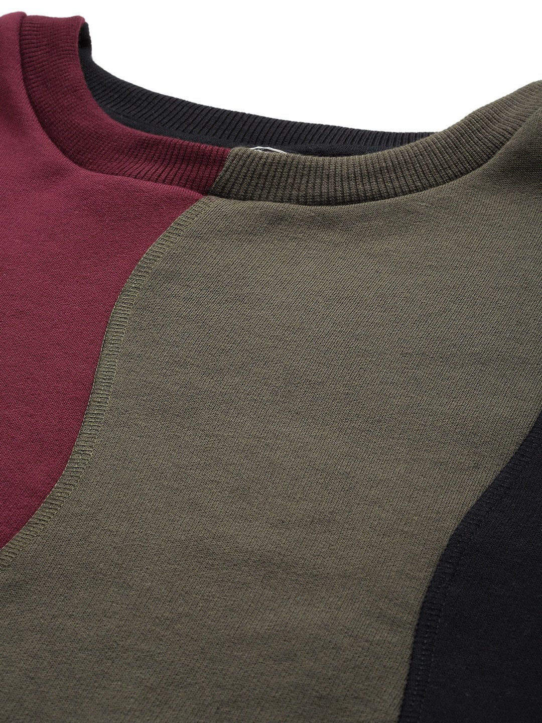 Striped Colour Blocked Fleece Sweatshirt - RueCollections