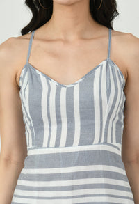 Thumbnail for Striped Cut Out Short Dress - RueCollections