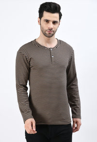 Thumbnail for Striped Henley T-shirt - RueCollections