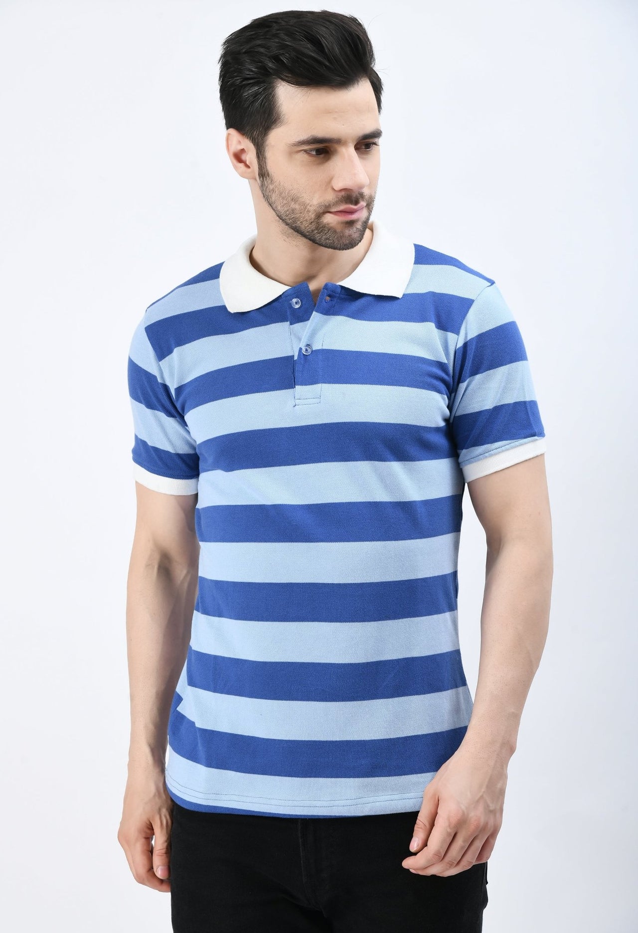 Striped Polo T-shirt - RueCollections