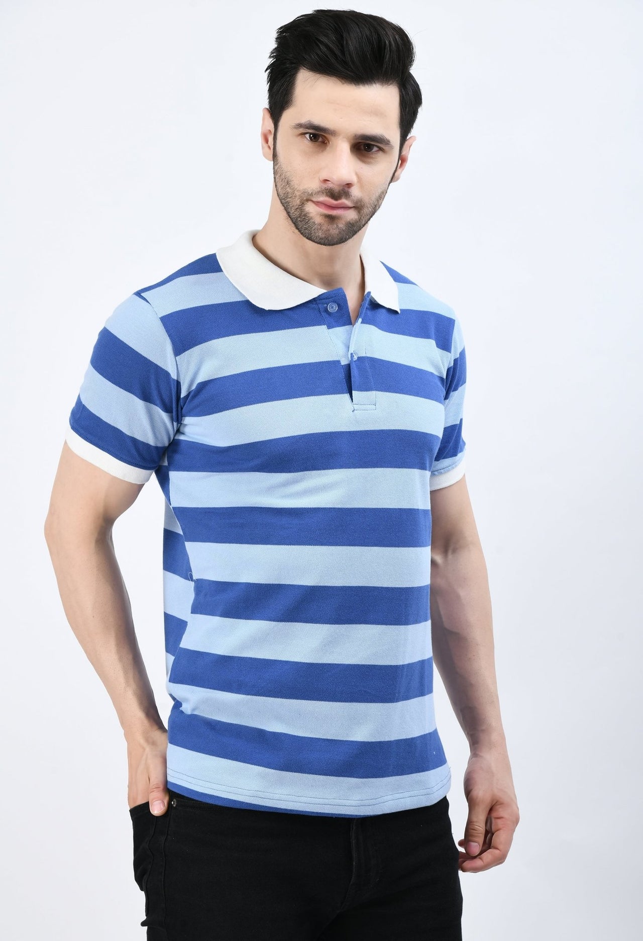 Striped Polo T-shirt - RueCollections