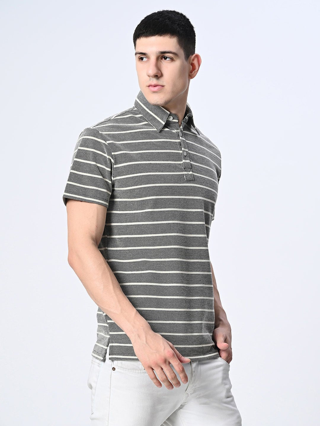 Striped Polo T-shirt - RueCollections