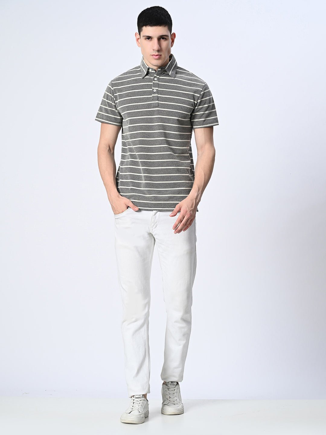 Striped Polo T-shirt - RueCollections