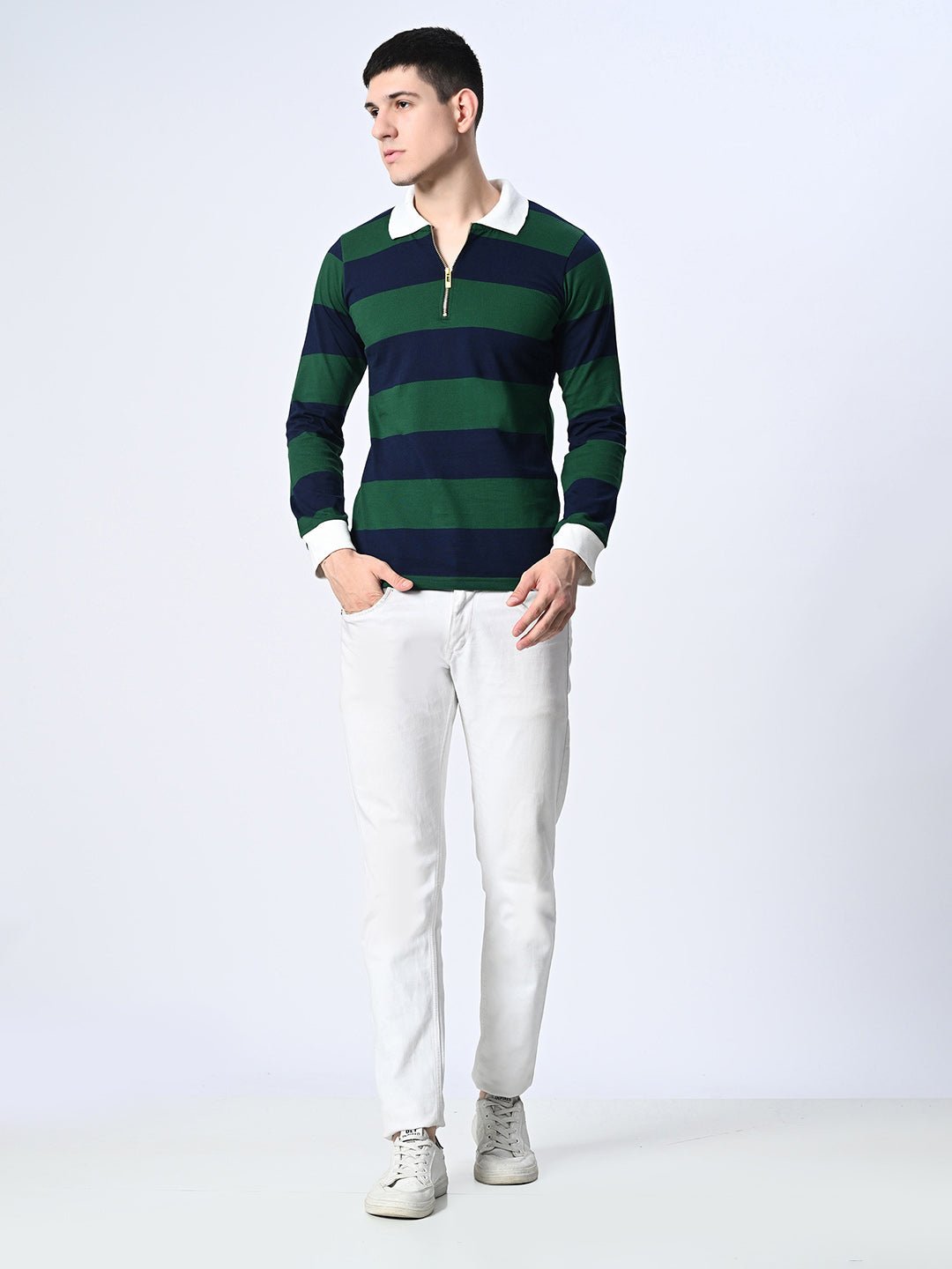 Striped Polo T-shirt - RueCollections