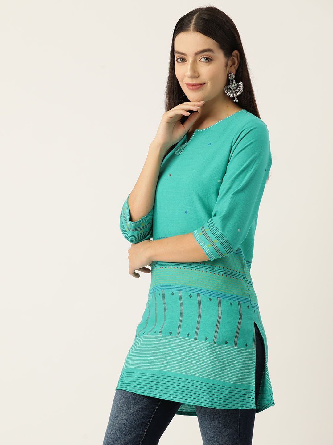 Striped Pure Cotton Kurti - RueCollections