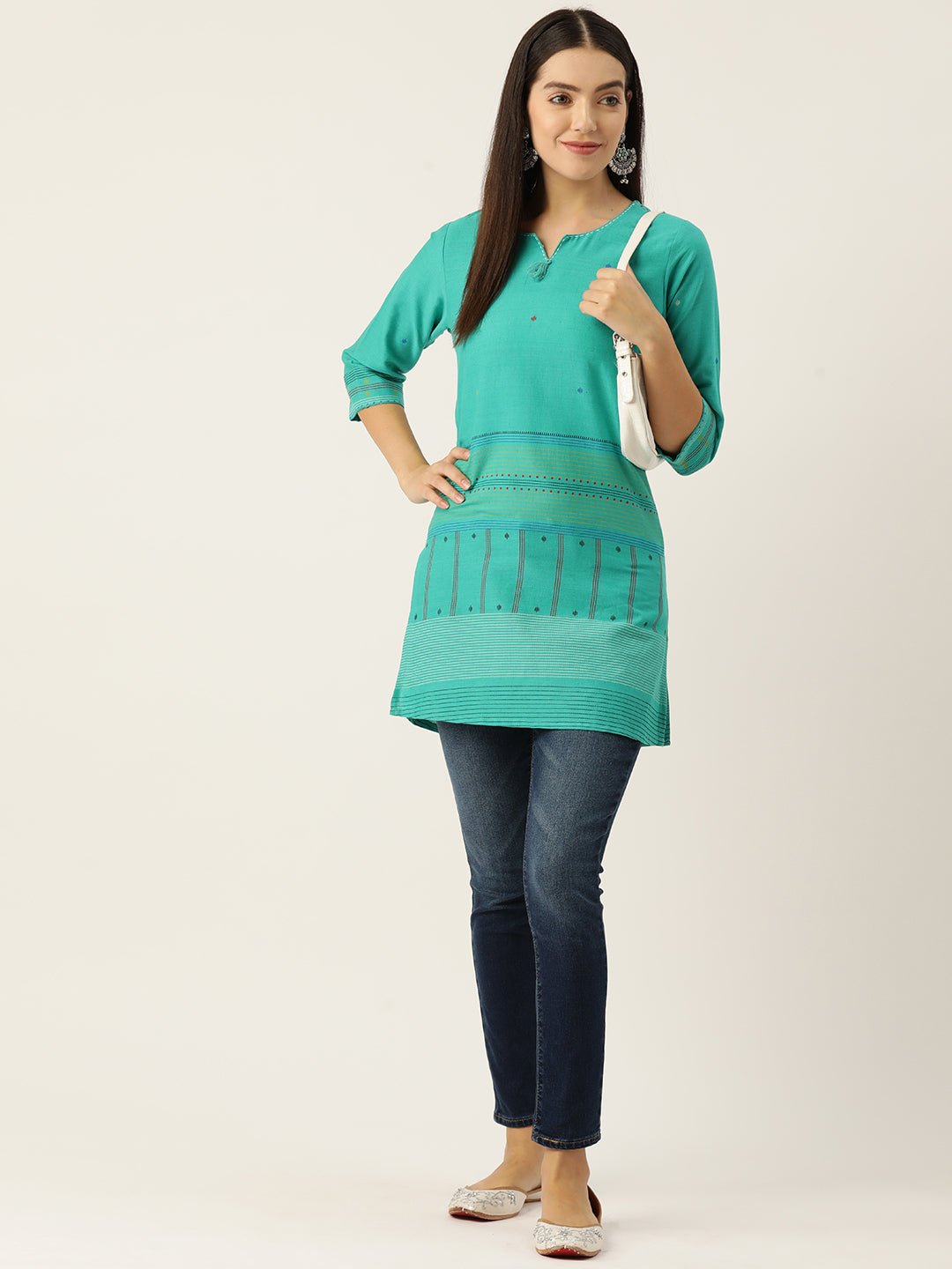 Striped Pure Cotton Kurti - RueCollections