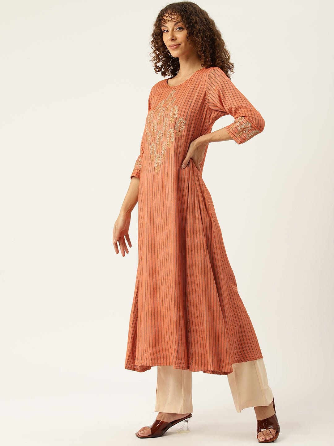 Striped Zari Kurta - RueCollections