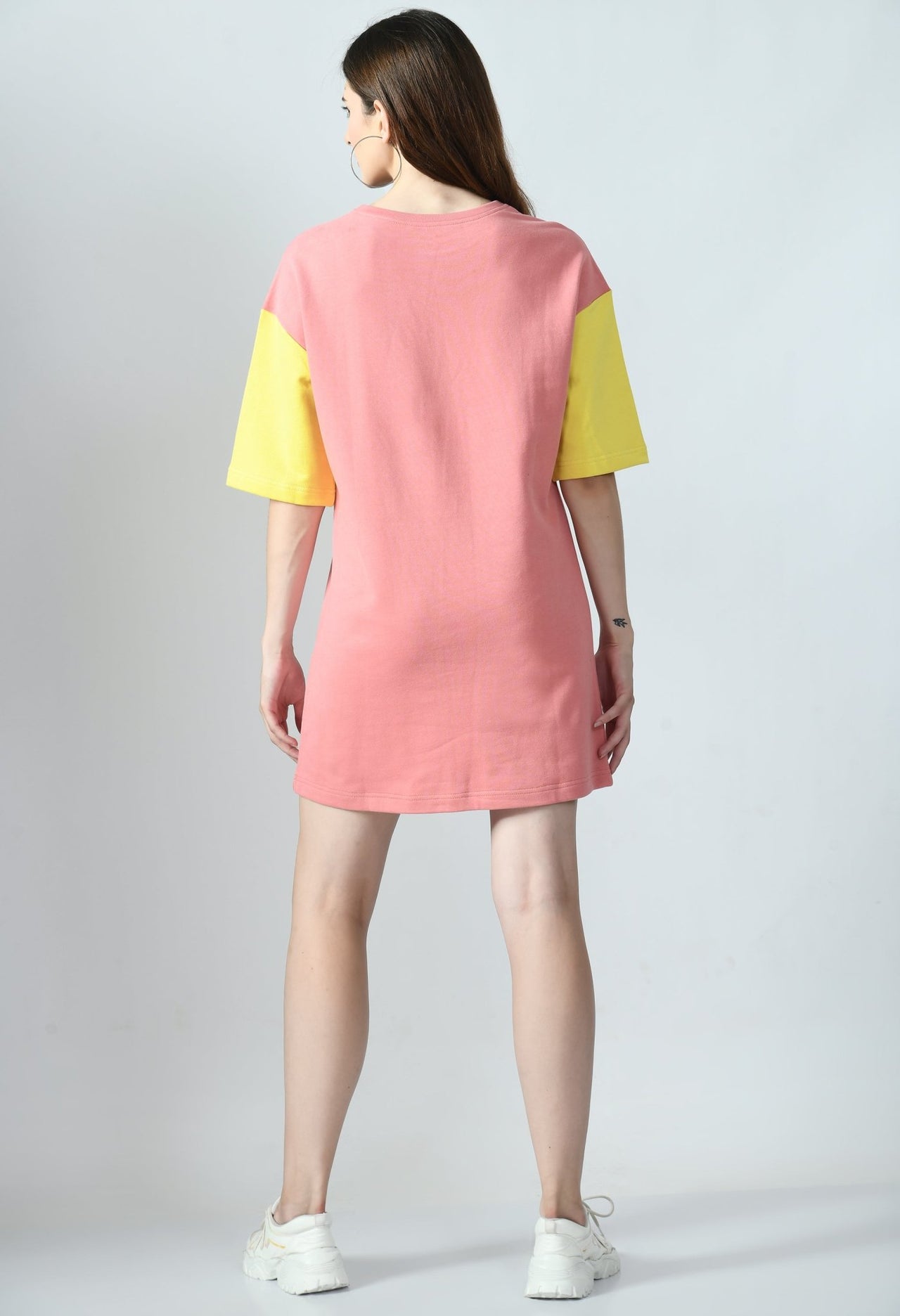 T-shirt Dress With Color - Blocked Sleeves - RueCollections