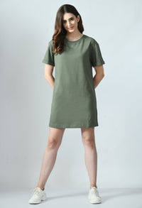 Thumbnail for T-shirt Dress With Roll - Up Sleeves - RueCollections