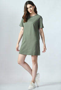 Thumbnail for T-shirt Dress With Roll - Up Sleeves - RueCollections