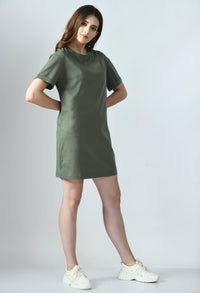 Thumbnail for T-shirt Dress With Roll - Up Sleeves - RueCollections