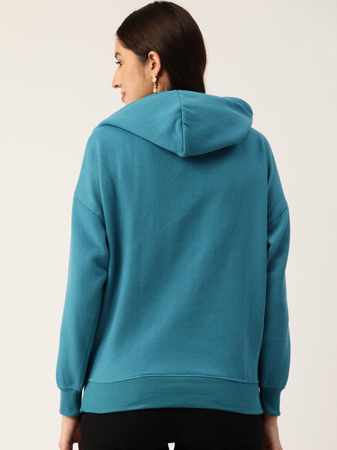 Teal Hooded Fleece Sweatshirt - RueCollections