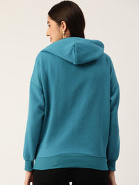 Thumbnail for Teal Hooded Fleece Sweatshirt - RueCollections