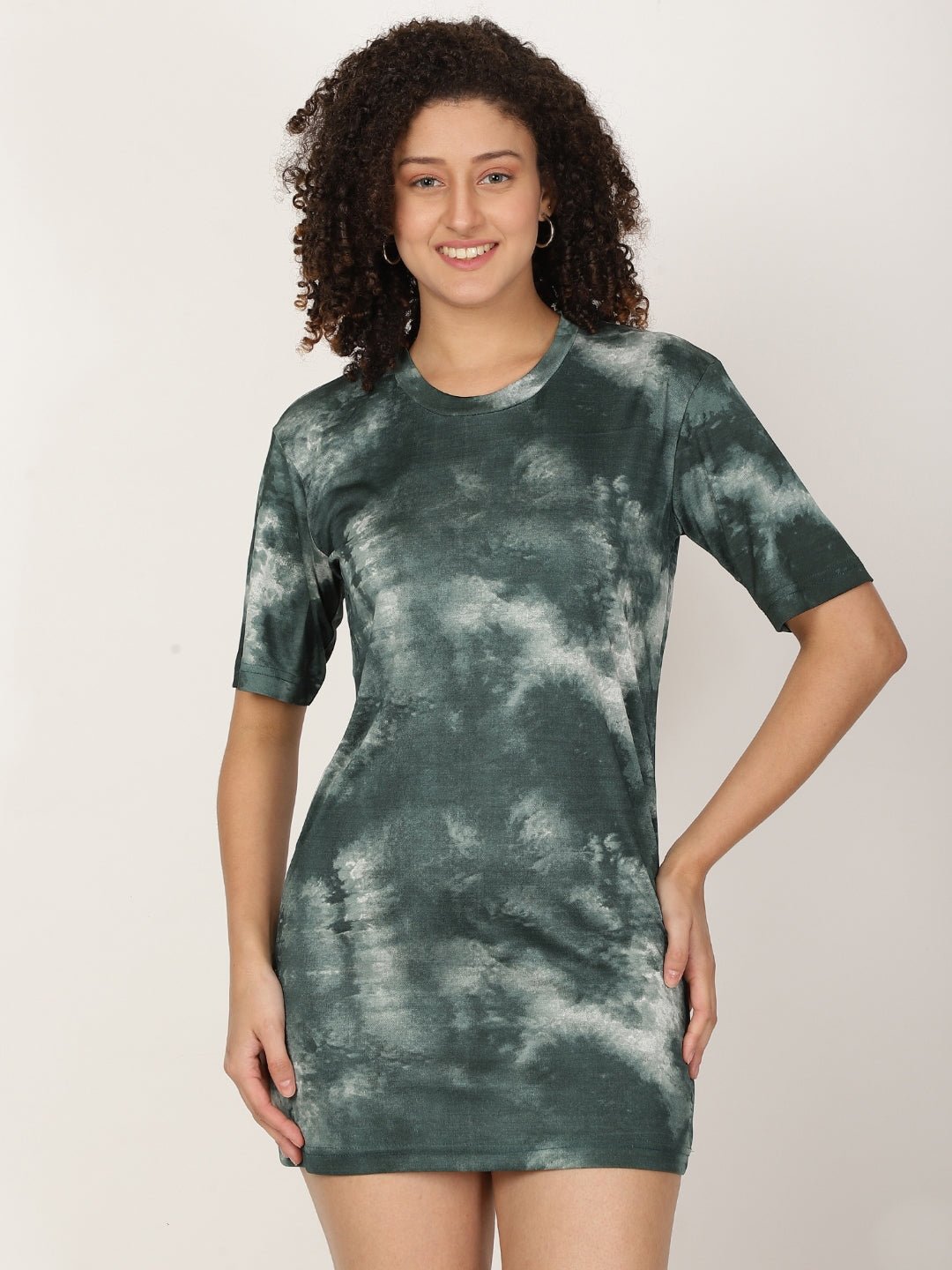 Tie - Dye Print Knitted T-shirt Dress - RueCollections