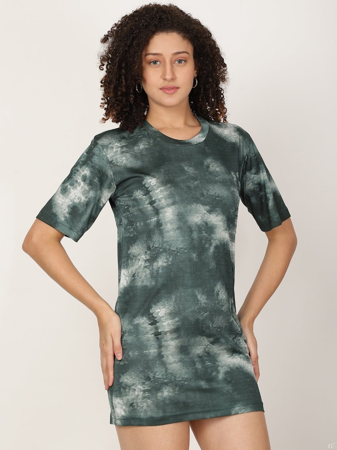 Tie - Dye Print Knitted T-shirt Dress - RueCollections