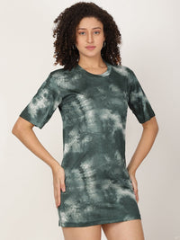 Thumbnail for Tie - Dye Print Knitted T-shirt Dress - RueCollections