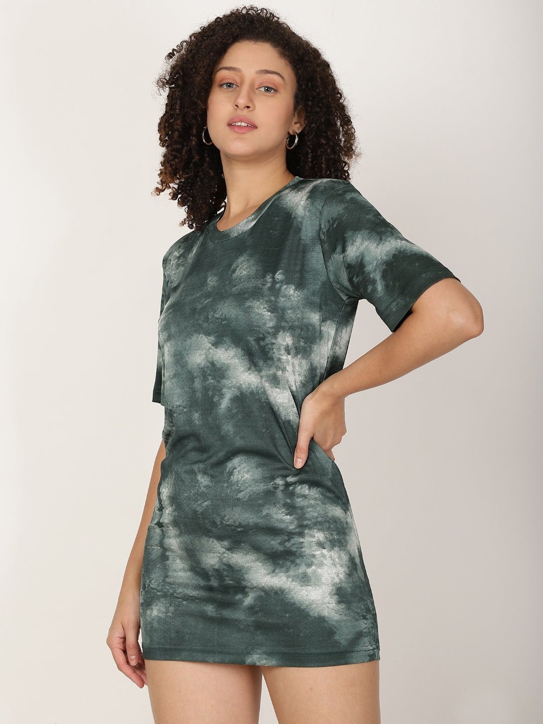 Tie - Dye Print Knitted T-shirt Dress - RueCollections