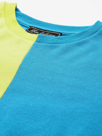 Thumbnail for Turquoise Blue Colourblocked Fleece Sweatshirt - RueCollections