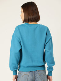 Thumbnail for Turquoise Blue Solid Fleece Sweatshirt - RueCollections